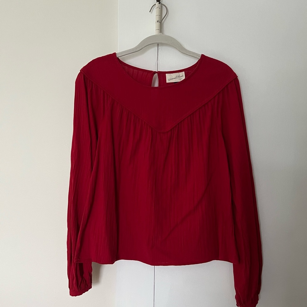 Universal Thread Vibrant Red Cotton Blouse